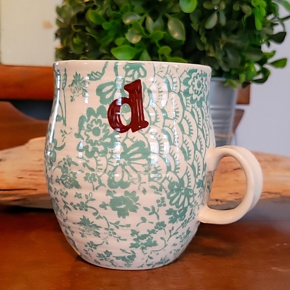 Anthropologie Homegrown Monogram Mug, lowercase "d"